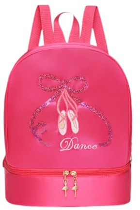 Qianly Sac à Dos de Danse de Ballet, Sac à Dos de Ballerine pour Filles Mignonnes pour Voyage de Claquettes, Rose Rouge