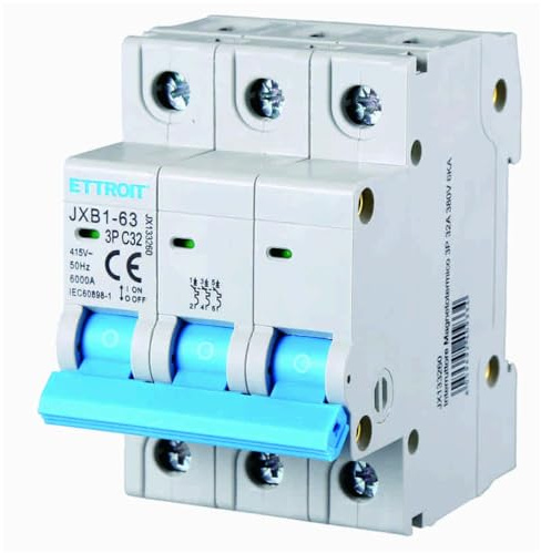 380 V 32 A C32 Interrupteur magnétothermique 415 V AC, triphasé, occupe 3 modules de conduite DIN, 3 P 3 pôles, 6 KA 6000 AMPERE, INTERRUPTEUR DE CIRCUIT