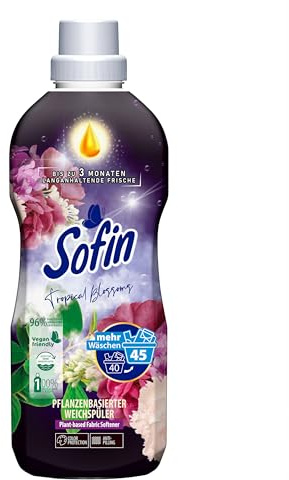 Sofin Weichspüler vegan Tropical Blossom 0,81l für 45 Waschgänge - Mit Anti-Pilling-Effekt, Himmlisch weiche & duftende Wäsche