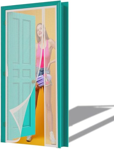 Seitliche Öffnung Magnet Fliegengitter Tür 90x205cm Linke Rechts Öffnung Fliegengittertüren Automatisches Schließen Ist Ideal Für Die Balkon Keller Weiß