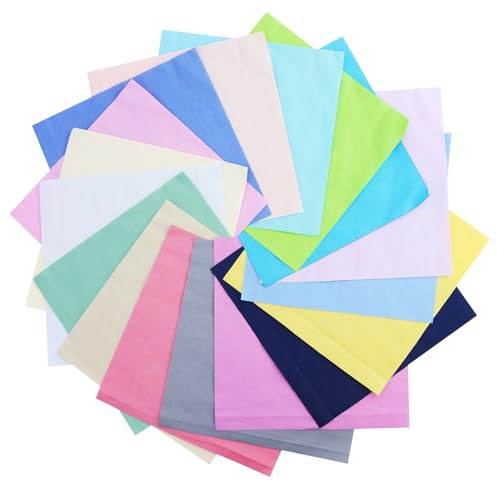 32 piezas de tela de algodón multicolor patchwork, 20 cm x 20 cm, cuadrados monocromáticos, tela de sarga de algodón, paquete de tela para coser para acolchar y manualidades