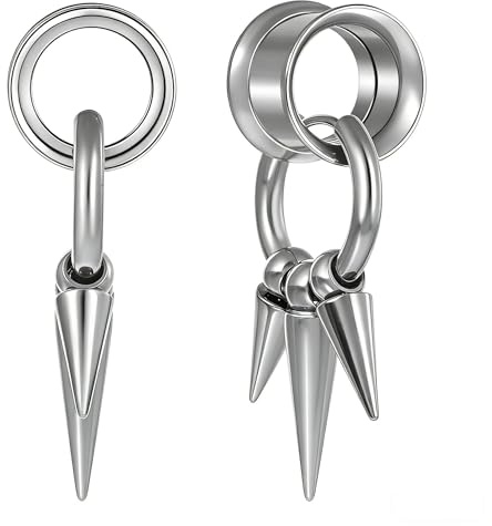 Hoisy Body Piercing Jewelry Piercing-Schmuck, Edelstahl, 00 g (10 mm), Tunnel, baumelnde Messgeräte mit Kegel, Tunnel, Dehnungs-Set, Schwarz, 2 Stück