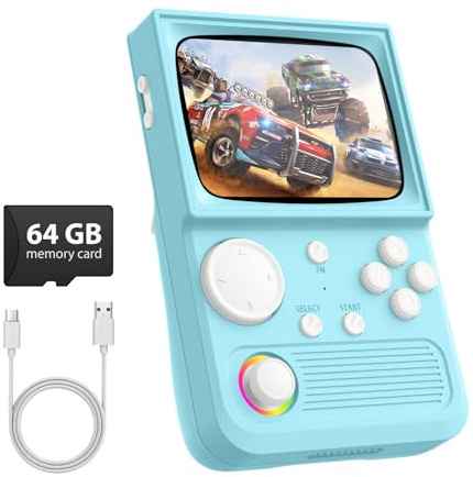 R36T Retro-Spielekonsole, 3,5'' IPS-Bildschirm CRT-inspiriert, tragbare Spielkonsole mit über 18000 klassischen Spielen, 3500mAh Akku, unterstützt mehrere Mainstream-Emulatoren, WLAN-Netzwerkduelle