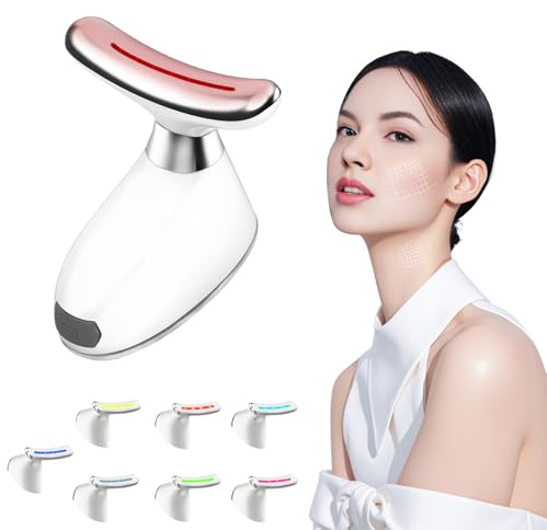 Massaggiatore Viso Antirughe Elettrico, Dispositivo di Bellezza Antirughe, Massaggiatore Facciale con 3 Modalità 7 Colori Calore 42°C, Massaggio Viso EMS Gua Sha, Dispositivo Elettrico per il Viso