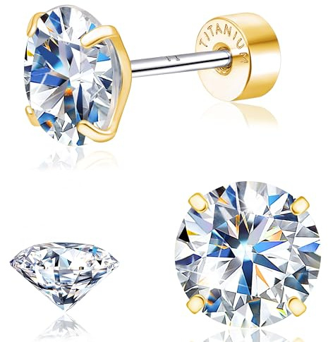 Limerencia 1CT/1.2CT F136 Titanium Moissanite Stud Earrings for Women Men