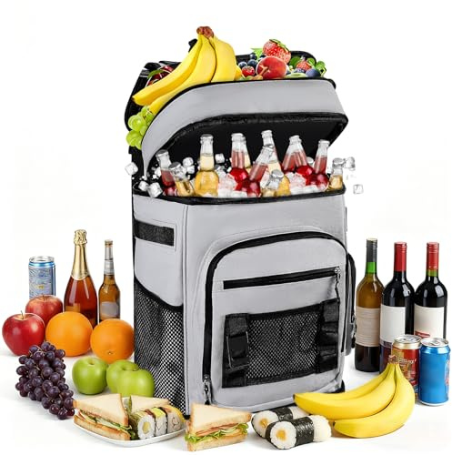 Zaino refrigerante grande da 30 l, con scomparto frigorifero, grande zaino termico, impermeabile, isolato, borsa da picnic a prova di perdite, pieghevole, borsa frigo portatile per barbecue, picnic