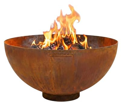 MOODZ Brasero Dome - Brasero de qualité supérieure 60 cm en acier Corten de 3 mm - Brasero de jardin robuste pour l'extérieur - Résistant aux intempéries et durable - Design extérieur