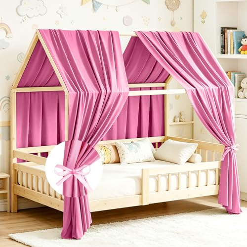 Bocguy Tende per letto a soppalco, 2 pezzi in mussola tenda per letto montessori per lettini a casetta per bambine e bambini, tenda letto bambini, decorazione per cameretta-350X135CM