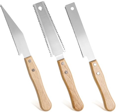 3 stycken japansk såg, japansk såg, Ryoba, 310 mm professionell tvåskärnig och Danren dragsåg, spets japansk såg, minihandsåg skogsverktyg, fin träsåg för möbelbyggande trädgård