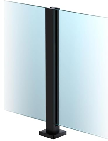 Sistema de Postes para barandillas de Vidrio 85/95/105 cm, Poste de balaustrada de Acero Inoxidable 304, Apto para barandillas de Interiores y Exteriores en terrazas,Black~Mid Post,95cm