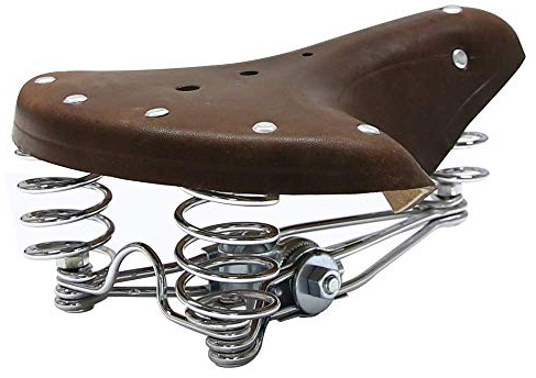 TentHome Fahrradsattel Vintage echtes Leder Classic Schraubenfeder Nieten Rennrad Fahrrad Sattel Braun Komfort Fahrradsitz Kaffee