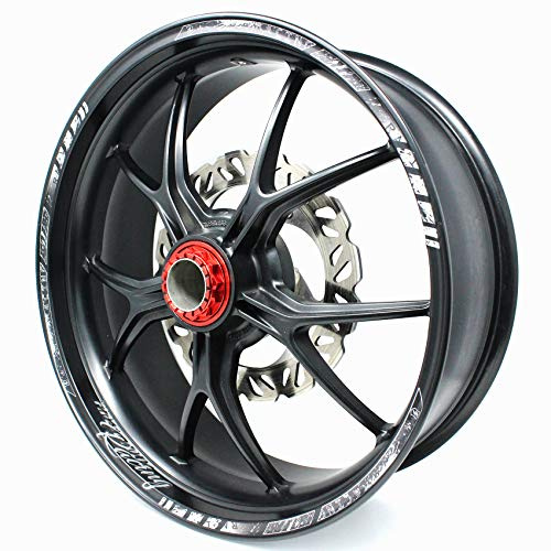 18 Teiliges Felgenrandaufkleber Neon Line Felgendesign inkl. Felgenbettaufkleber Komplett-Set -Finest Folia passend für 17 Zoll & 161819 Felgen Motorrad Auto Fahrrad MR003 (Silber Metallic, Glanz)