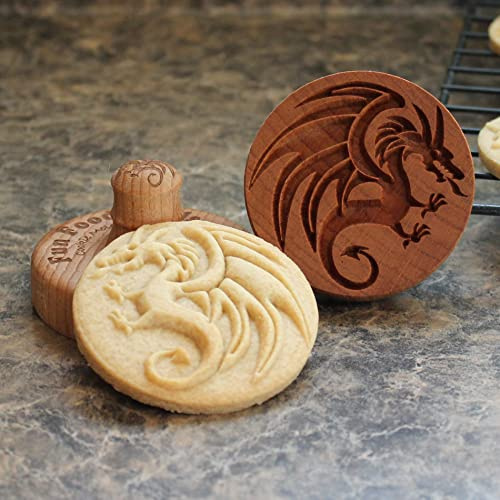 Fun Food Tools, Wood Cookie Stamp, 2.5 Inch (Dragon CS-009)