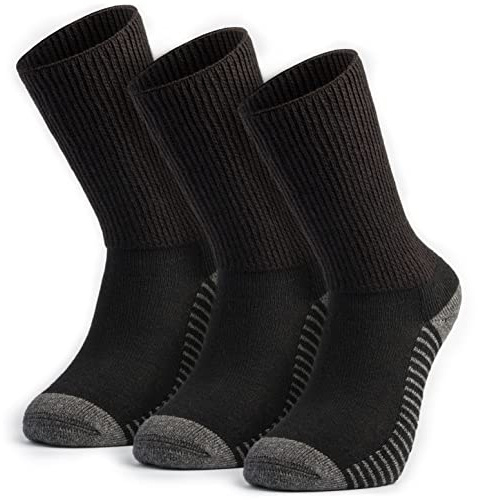 Diabetic Socks for Women and Men - Size 6-9 and 9-12 - Soft Top with Black Cotton Blend - Near Seamless Design - Helps with Swollen Feet and Ankles as well as Neuropathy