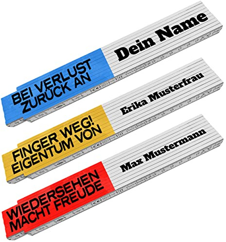 Meterstab für Bauarbeiter mit lustigem Spruch - personalisiert mit deinem Namen - Geschenkidee für Handwerker die ihren Zollstock verlieren um auf der Baustelle zu zeigen welcher Klappmeter deiner ist