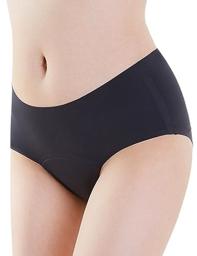 MY ALMA Bragas Menstruales - Sin Costuras y con Ajuste Gran Capacidad de Absorción - Barrera Antifugas - Cómodas y Lavables - Sin Toxinas PFAS - Máximo Confort - Color Negro - Talla L