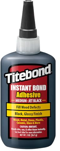 Titebond Instant Bond medium lim, hemreparation, träbearbetning, hantverk, pennvidhäftning, hårfästssprickor, jet svart, 57 gram. 8211