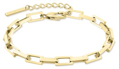 LIEBESKIND BERLIN Damenschmuck– Kette und Armband aus cooler eckiger Linkchain und passenden Ohrsteckern aus Edelstahl – Moderner Schmuck für Alltag & besondere Anlässe