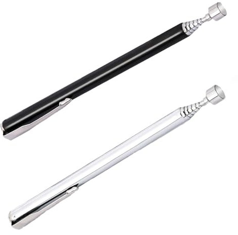 Lxtness 2 Pieces Magnet Stick Telescopic Magnet Telescoping Magnetic Pickup Tool Small Magnetic Pen Long Rod with Pocket Clip Black Extendable Handheld Stick