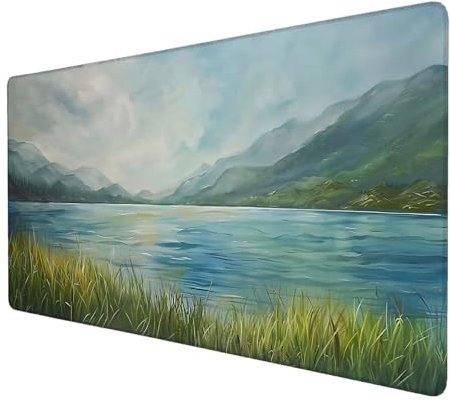 Mouse Mat, Lake Mouse Pad Large (59.1 x 23.6 inch), Waterproof Desk Mat with Stitched Edge, Extended Comfortable Gaming Mouse Pad with Smooth Cloth Surface, Mouse Pad for Gaming, Office & Home Z-9