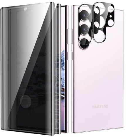 Anti-Peeping Vetro Temperato per Samsung Galaxy S23 Ultra, Anti-Spia Privacy Pellicole Protettive, Anti-Graffio Protettiva Schermo, 2 Pezzi Pellicola Protettiva con 2 Pezzi Pellicola Fotocamera