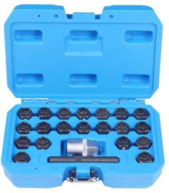 Yidubid 22 Pcs Clé De Blocage De Roue, Roue Antivol Verrouiller Les Écrous De Roue Kit D'outils De Démontage avec Adaptateur De Tournevis Et Poinçon Black,1