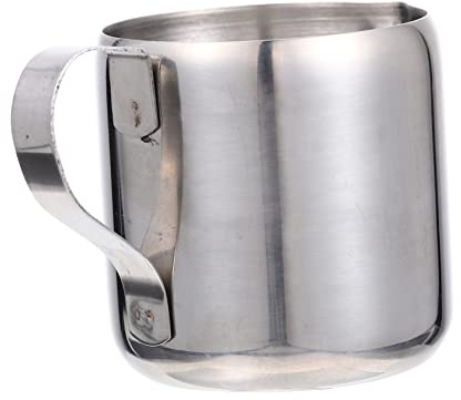 iplusmile Pichet pour Mousseur de Café Récipient pour Mousse de Lait 60 Ml en Acier Inoxydable 304 Poignée Ergonomique, Préparation de Cappuccino et Latte Art
