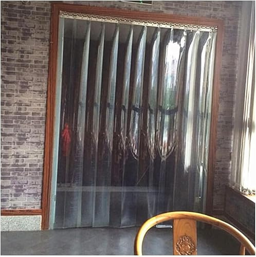 HynJGih Cortina de Tiras de PVC, Cortina Transparente fácil de Instalar, Ahorra energía, reducción de Ruido y Cortina de Puerta anticontaminación(1.8x2.2m)
