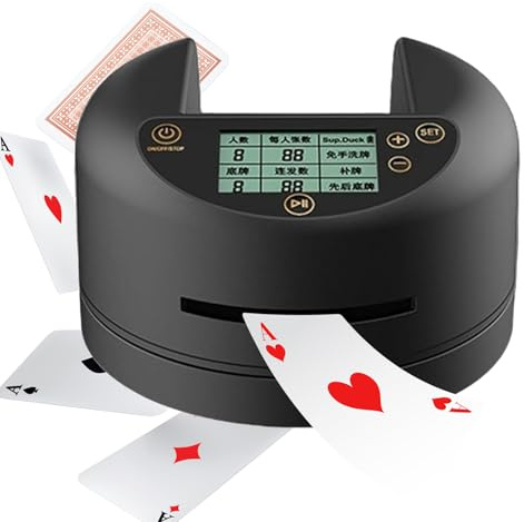 Mélangeur Et Distributeur De Cartes Intelligent 2 en 1, Machine électrique De Mélange Et De Distribution De Cartes 4000 Mah, Distribution Rotative à 360°, Faible Bruit, Anti-vibrati Black Short Style
