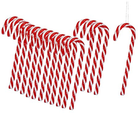 Geschenkestadl Zuckerstangen zum Hängen Rot Weiß 13cm Baumschmuck Weihnachten Anhänger Landhaus (30 Stück)
