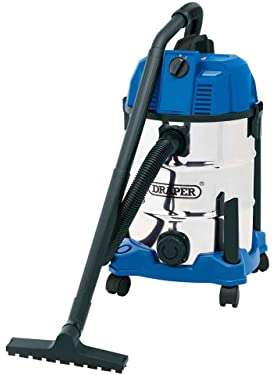 Draper 20523 Wet and Dry 1600W Vacuum Cleaner with 30 Litre Stainless Steel Tank , Blue