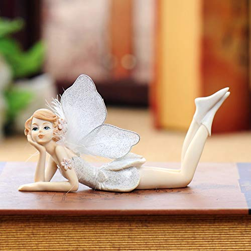 GiiWii Meditation Engel Figur, Weiß Kleine Statue Resin Statue Mini Ornament Modern Creative Collectibles Art Deco Für Home Wohnzimmer Schlafzimmer Mädchen Jungen Geburtstag Geschenke