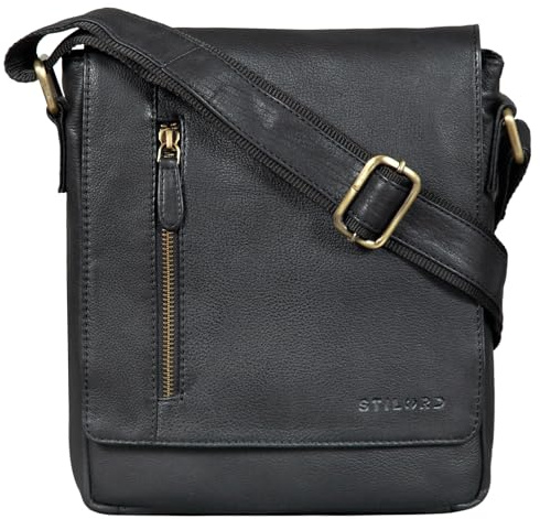 STILORD Easton Sac Porté Épaule Cuir Sac Bandoulière pour Homme Femme Vintage Sacoche pour Tablette 10,1 Pouces A5 Besace Sac Messager Sac à Main Couleur:Noir