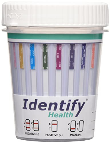Identify Health Drug Screen Test | 25 Pack | 12 Panel CLIA Waived Instant Urine Marijuana Drug Test Cup for AMP,BAR,BUP,BZO,COC,MDMA,MET,MTD,MOP|OPI,OXY,PCP,THC