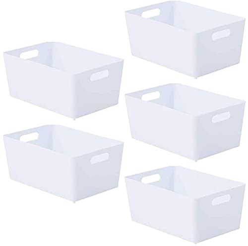 Niftii 5-Pack Plastic Storage Baskets with Sturdy Handles, Lightweight & Durable Design, Ideal for Kitchen, Bathroom, and Cleaning Organisation, 3.9L Capacity, 17 x 25 x 11cm