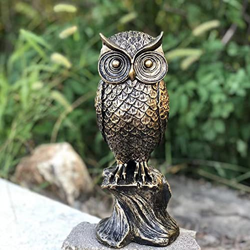 Ruerlity ALILIZ Eulen-Statue aus Kunstharz, Bronze-Eulenskulptur für Zuhause, Büro, Dekoration, Wohnzimmer, Tischkamin – 27,9 cm, Sammlerstück, Tierfigur