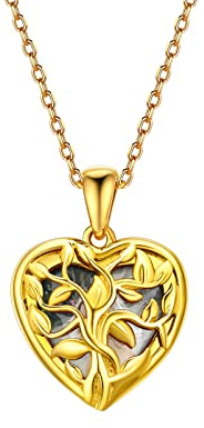 PROSILVER Medaillon aufklappbar mit Kette personalisiert Herz/Oval/Runde Anhänger Halskette Foto Bilder Amulett zum Öffnen 925 Silber/18k vergoldet Souvenir Schmuck für Frauen Mutter Tochter