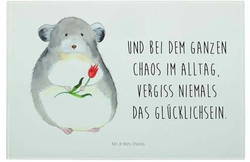 Mr. & Mrs. Panda Medium Glas Schneidbrett Chinchilla Blume - Geschenk, Glücklichsein, Büro, Glasschneidebrett, Schneidebrett Aus, Chinchillas, Hygienisch, Chaos, Spülmaschinenfest, Kummer, Modern