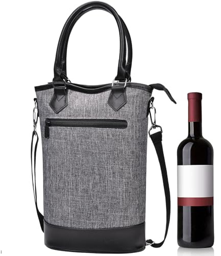 Kato Tirrinia Borsa termica per bottiglie, 2 bottiglie, borsa termica per bambini, bottiglia di vino, birra, bevande, refrigerante, in viaggio, all'aperto, campeggio, celebrazioni