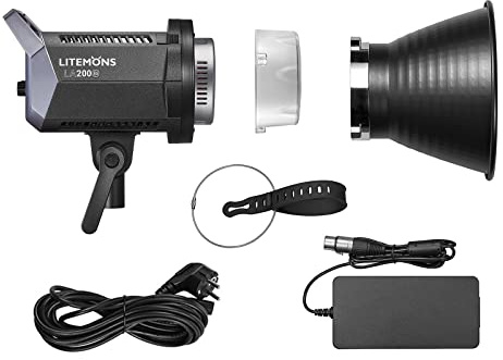 Godox Litemons LA200Bi Studio LED-Videoleuchte 230 W Fotolicht 2800 K-6500 K Zweifarbige Temperatur 11 FX Lichteffekte CRI96 + TLCI97 + Bowens Mount APP-Fernbedienung für Heimstudio Vlog Porträt