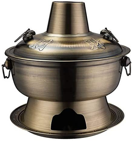 Parrilla Eléctrica Portátil Mutton Instantánea De Copper Copper Old Beijing, Una Olla Caliente con Calefacción De Carbón De Cobre. (Color : B, Size : 36cm)