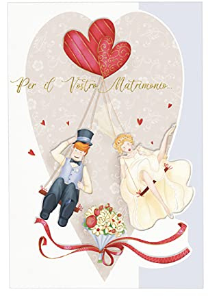 ARKRAFT Biglietto auguri matrimonio 17 x 12 cm con bustina portasoldi scritte in oro effto rilievo (M13 B)