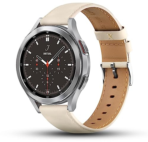 Tuocal 22mm Lederarmband Kompatibel mit Samsung Galaxy Watch 3 / 46mm, Huawei Watch GT 3 46mm / 3 Pro / GT 2, Gear S3 - Echtes Leder Ersatzarmband, Beige