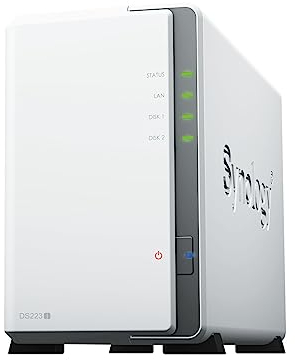 Synology DS223j - Discstation NAS a 2 bay (Realtek RTD1619B, 4 core, 1,7 GHz, 1 GB DDR4 Ram 1 porta LAN RJ-45 1 GbE) bundle con 2 dischi WD RED Plus HDD (WD40EFPX – 68C6CN0)