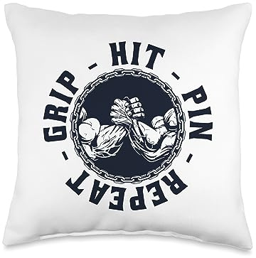Professional Arm Wrestling Table Beginner Gifts Grip Hit Pin Repeat Hand Techniques Arm Wrestling Throw Pillow, 16x16, Multicolor