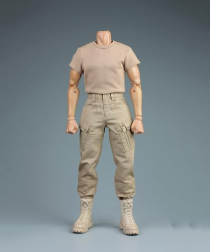 1/6 Skala Männliche Kleidung, Männliche Kurze Hülse Kampfhosen Militärische Hose Kleidung für 12inch Soldat Action Figur Körper (1Stück Sand Kurzarm+Hose)