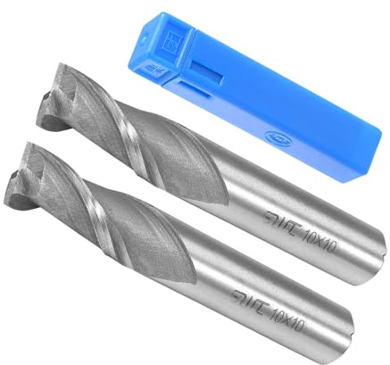 CoCud 2 Stück 2-Spiralnut-Fräser 10 mm Durchmesser gerader Fräser | Hochgeschwindigkeitsstahl, 22 mm Länge, mit Aufbewahrungskoffer, für Sperrholz Hartholz Kunststoff