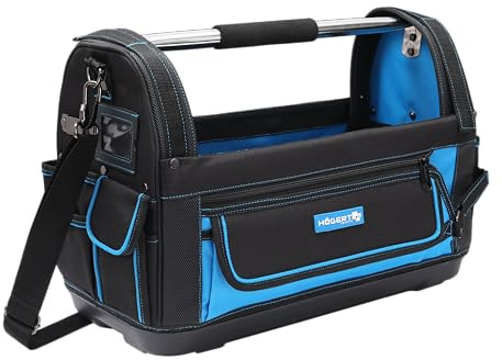 Högert Technik - Borsa multifunzione per attrezzi | Portautensili | Borsa da lavoro multifunzione (49 x 25 x 35 cm) | in poliestere 600D | Fondo in polietilene | 12 tasche esterne