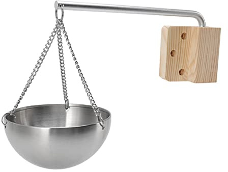 LOCADENCE Sauna Aromatherapie Schüssel, Hängender Aromatherapie Ölbecher aus Edelstahl mit Schwingarm und Schraubenabdeckungen für Den Saunaraum (Klein: 25 cm)
