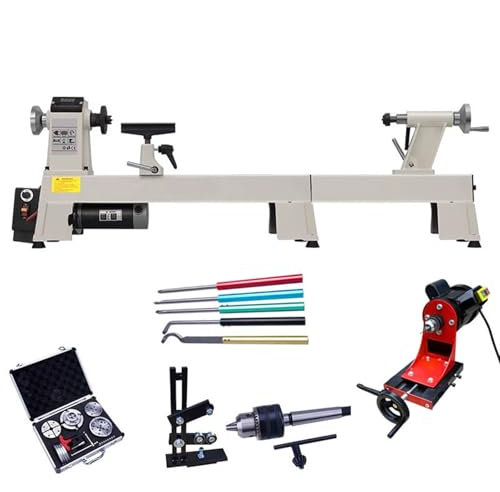 900W Multifunctional Extended Wood Lathe Kits, with Center Support & 3.75in Chuck Set & Punch Drill Collet & 5 Combined Turning Tools & Buddhist Beads Machine Assembly